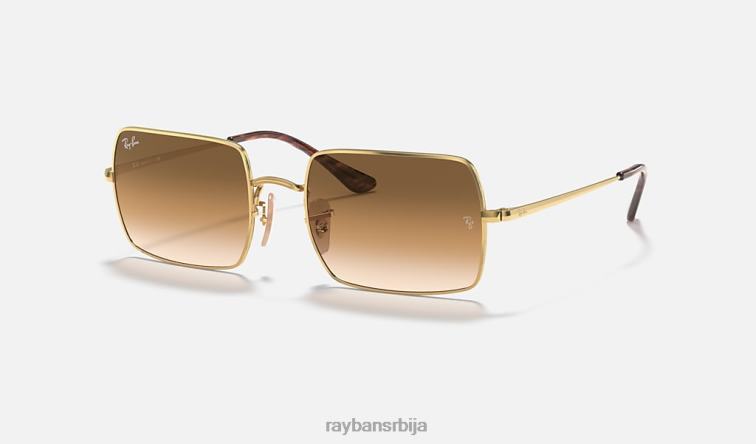 Ray-Ban правоугаоник 1969 P0HP745 наочаре за сунце полирано злато/светло браон мушкарци