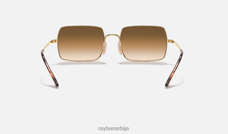 Ray-Ban правоугаоник 1969 P0HP745 наочаре за сунце полирано злато/светло браон мушкарци