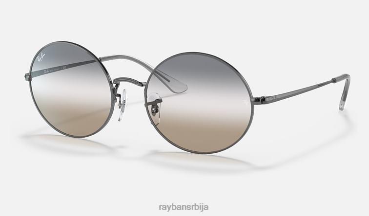 Ray-Ban овални 1970. би-градијент P0HP1006 наочаре за сунце углачан гунметал/провидно сива/браон мушкарци