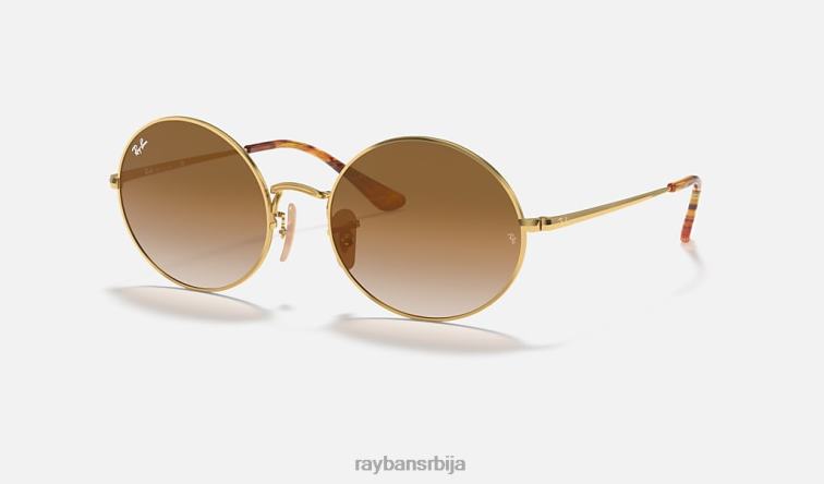 Ray-Ban овал 1970 P0HP870 наочаре за сунце полирано злато/светло браон мушкарци