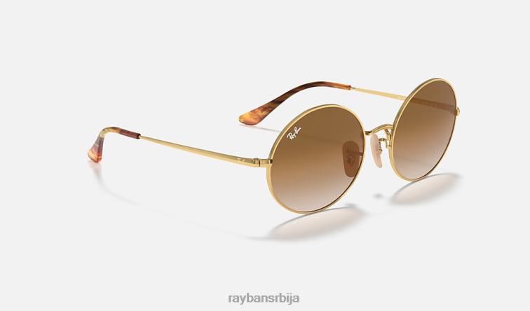 Ray-Ban овал 1970 P0HP870 наочаре за сунце полирано злато/светло браон мушкарци