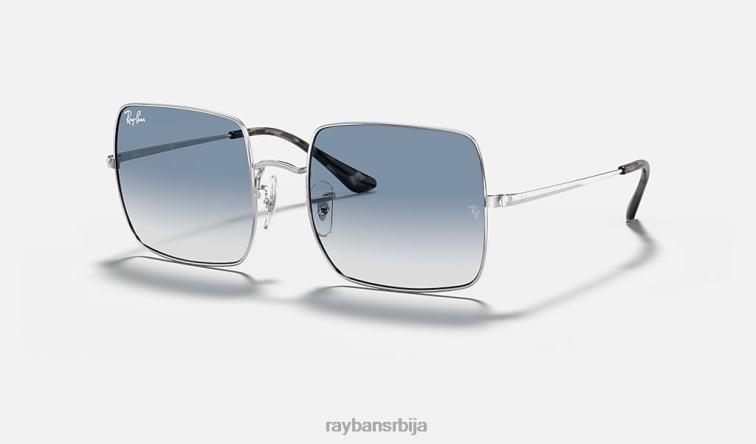 Ray-Ban квадрат 1971 класик P0HP609 наочаре за сунце полирано сребрно/светло плаво мушкарци