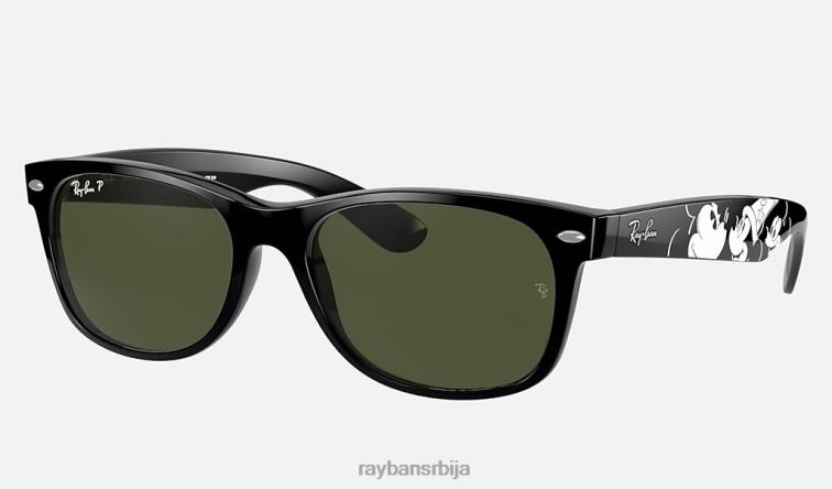 Ray-Ban рб2132 нев ваифарер мицкеи с20 P0HP943 наочаре за сунце полирана црно/зелена мушкарци