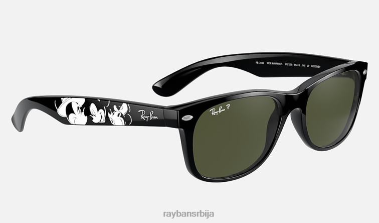 Ray-Ban рб2132 нев ваифарер мицкеи с20 P0HP943 наочаре за сунце полирана црно/зелена мушкарци