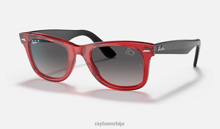 Ray-Ban рб2140 ваифарер мицкеи ј22 P0HP1479 наочаре за сунце полирана провидна црвена/сива мушкарци