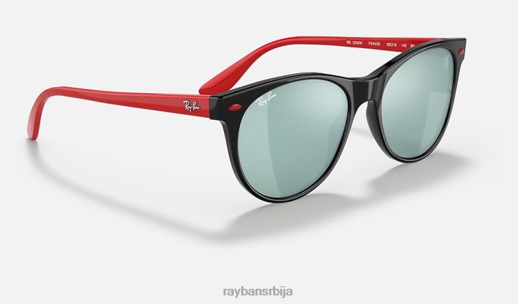 Ray-Ban рб2202м сцудериа феррари колекција P0HP1356 наочаре за сунце полирана црна/сребрна мушкарци