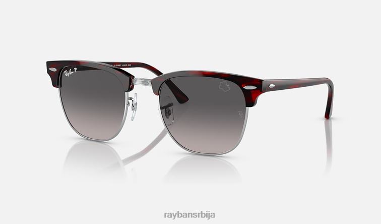 Ray-Ban рб3016 цлубмастер Диснеи Минние Моусе P0HP1537 наочаре за сунце полирана црвена хавана/сива мушкарци