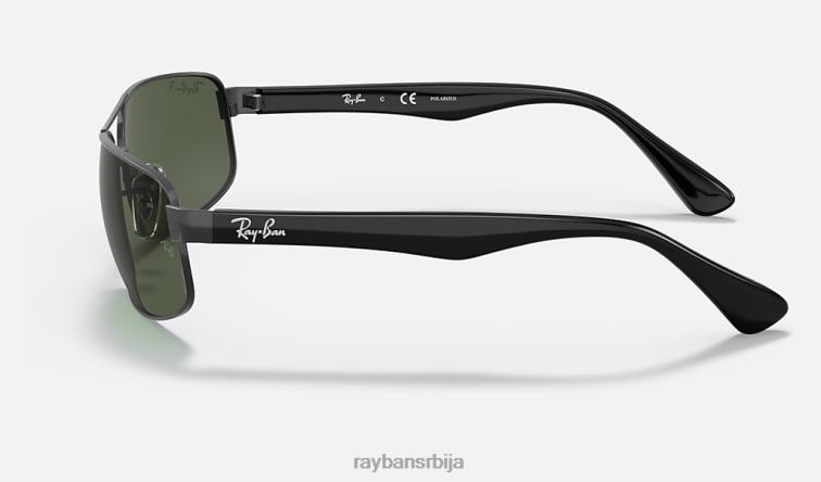 Ray-Ban рб3445 P0HP804 наочаре за сунце полирана црно/зелена мушкарци