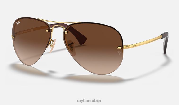 Ray-Ban рб3449 P0HP681 наочаре за сунце полирано злато/браон мушкарци