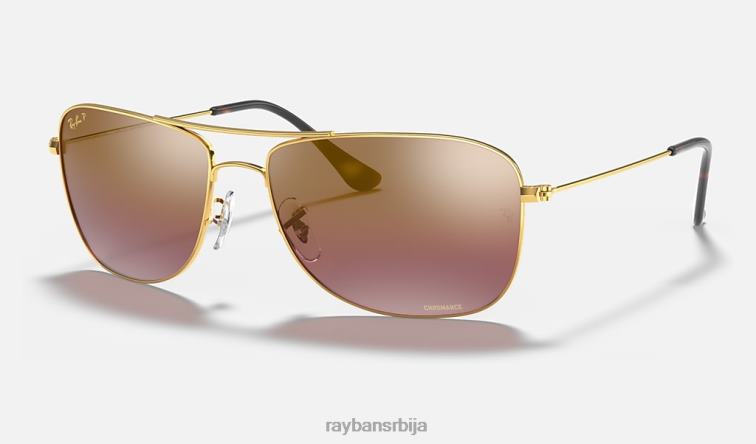Ray-Ban рб3543 цхроманце P0HP775 наочаре за сунце полирано злато/љубичасто мушкарци