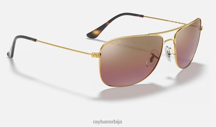Ray-Ban рб3543 цхроманце P0HP775 наочаре за сунце полирано злато/љубичасто мушкарци