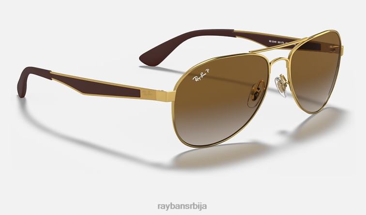 Ray-Ban рб3549 P0HP872 наочаре за сунце полирано злато/браон мушкарци