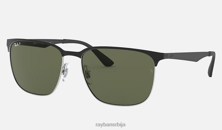 Ray-Ban рб3569 P0HP834 наочаре за сунце полирано црно на сребрно/зелено мушкарци
