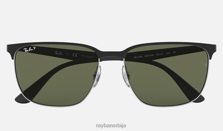 Ray-Ban рб3569 P0HP834 наочаре за сунце полирано црно на сребрно/зелено мушкарци
