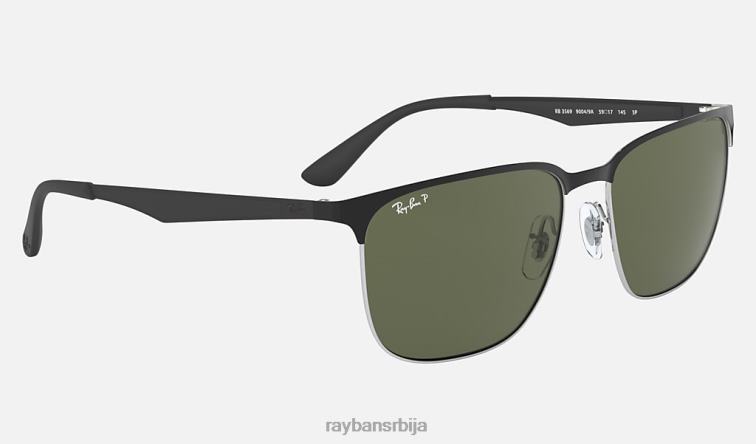 Ray-Ban рб3569 P0HP834 наочаре за сунце полирано црно на сребрно/зелено мушкарци