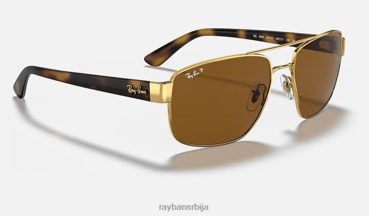 Ray-Ban рб3663 P0HP673 наочаре за сунце полирано злато/браон мушкарци