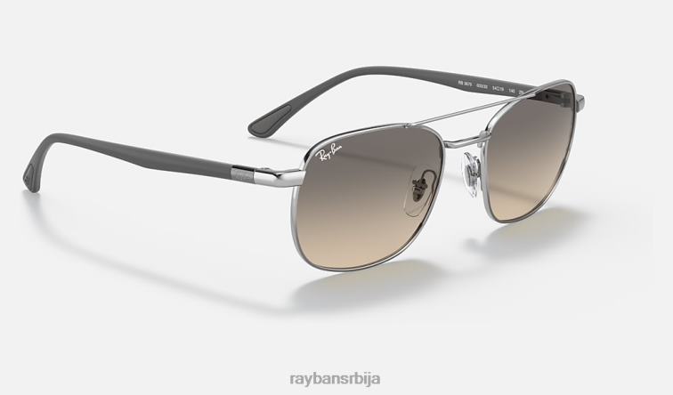 Ray-Ban рб3670 P0HP1112 наочаре за сунце полирано сребрно/светло сиво мушкарци