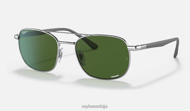 Ray-Ban рб3670цх цхроманце P0HP1185 наочаре за сунце полирано сребрно/тамно зелено мушкарци