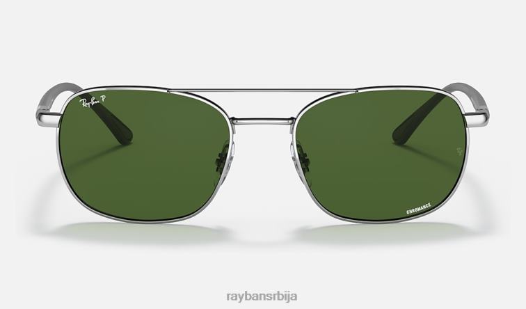 Ray-Ban рб3670цх цхроманце P0HP1185 наочаре за сунце полирано сребрно/тамно зелено мушкарци