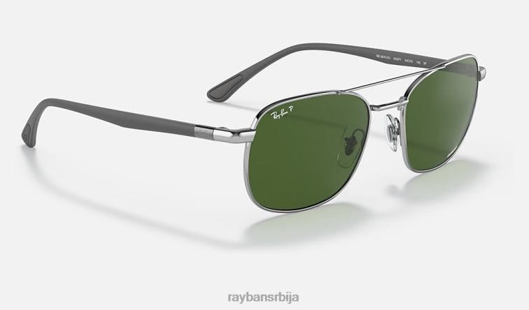 Ray-Ban рб3670цх цхроманце P0HP1185 наочаре за сунце полирано сребрно/тамно зелено мушкарци