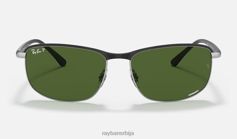 Ray-Ban рб3671цх цхроманце P0HP1188 наочаре за сунце полирано црно на сребрно/тамно зелено мушкарци