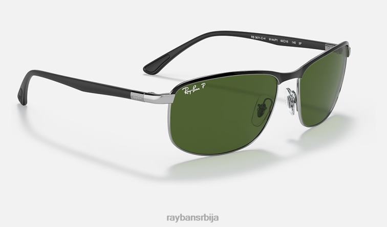 Ray-Ban рб3671цх цхроманце P0HP1188 наочаре за сунце полирано црно на сребрно/тамно зелено мушкарци
