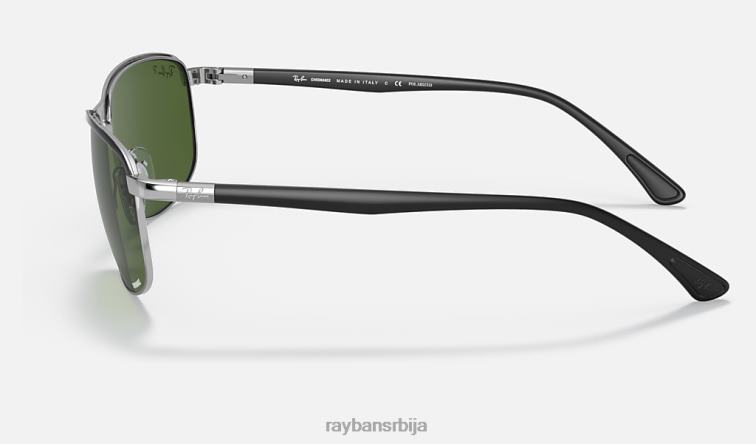 Ray-Ban рб3671цх цхроманце P0HP1188 наочаре за сунце полирано црно на сребрно/тамно зелено мушкарци