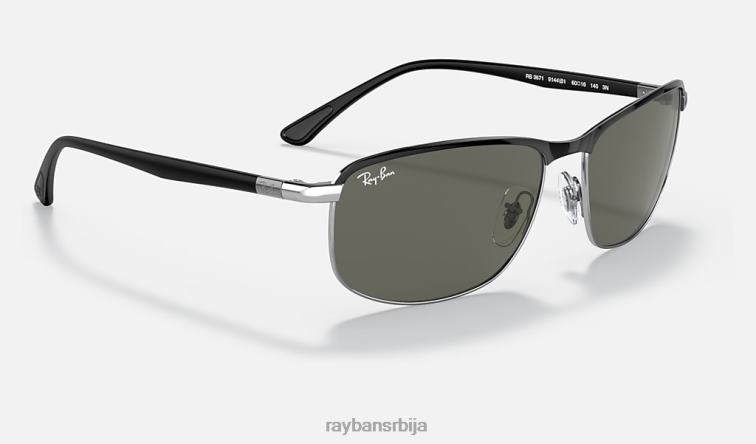 Ray-Ban рб3671 P0HP981 наочаре за сунце полирана црна на сребрно/тамно сива мушкарци