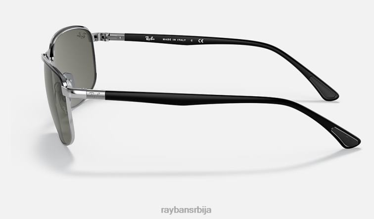 Ray-Ban рб3671 P0HP981 наочаре за сунце полирана црна на сребрно/тамно сива мушкарци