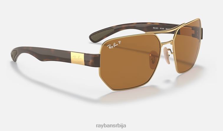 Ray-Ban рб3672 P0HP1125 наочаре за сунце полирано златно/тамно браон мушкарци