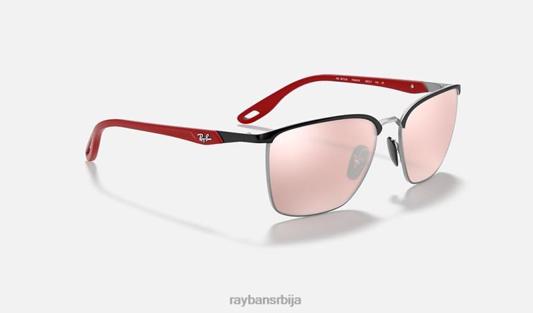 Ray-Ban рб3673м сцудериа феррари колекција P0HP912 наочаре за сунце углачано црно на сребро/сребро мушкарци