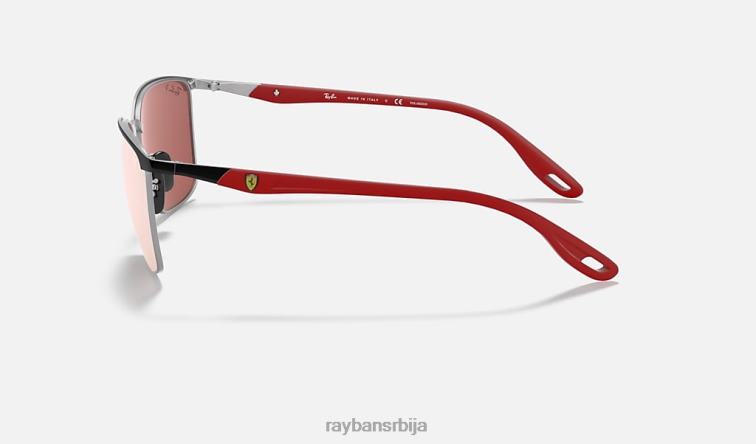 Ray-Ban рб3673м сцудериа феррари колекција P0HP912 наочаре за сунце углачано црно на сребро/сребро мушкарци