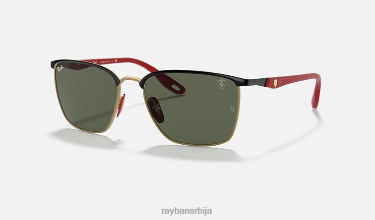Ray-Ban рб3673м сцудериа феррари колекција P0HP914 наочаре за сунце полирано црно на златно/зелено мушкарци