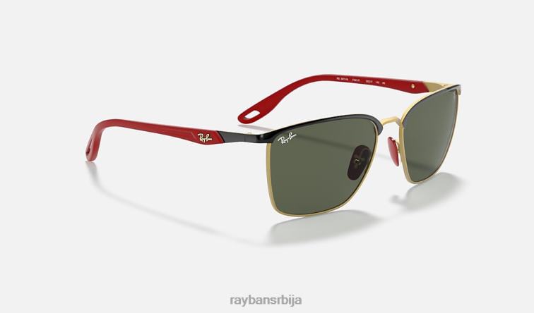 Ray-Ban рб3673м сцудериа феррари колекција P0HP914 наочаре за сунце полирано црно на златно/зелено мушкарци