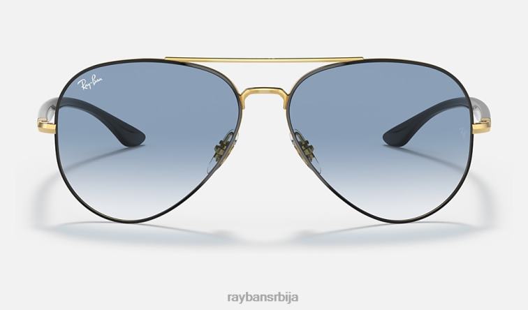 Ray-Ban рб3675 P0HP1289 наочаре за сунце полирано црно на златно/светло плаво мушкарци