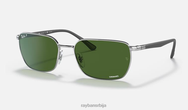 Ray-Ban рб3684цх цхроманце P0HP1322 наочаре за сунце полирано сребрно/тамно зелено мушкарци