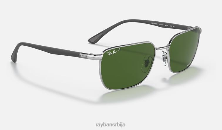 Ray-Ban рб3684цх цхроманце P0HP1322 наочаре за сунце полирано сребрно/тамно зелено мушкарци