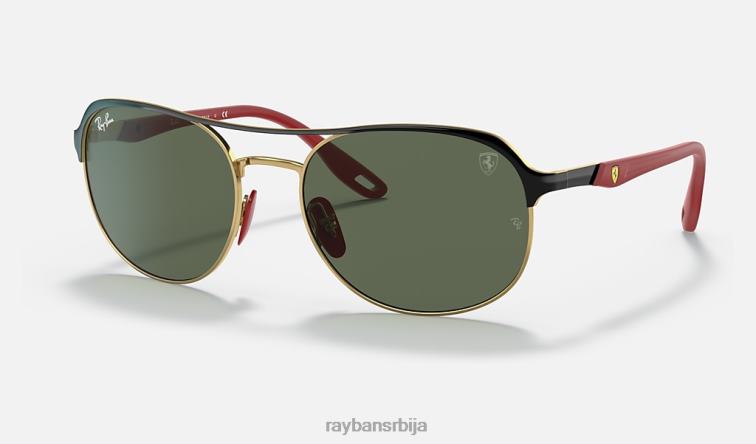 Ray-Ban рб3685м сцудериа феррари колекција P0HP1340 наочаре за сунце полирано црно на златно/зелено мушкарци
