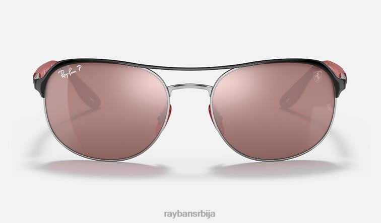 Ray-Ban рб3685м сцудериа феррари колекција P0HP1343 наочаре за сунце углачано црно на сребро/сребро мушкарци