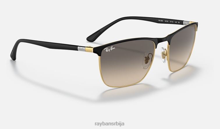 Ray-Ban рб3686 P0HP1415 наочаре за сунце полирано црно на златно/сиво мушкарци