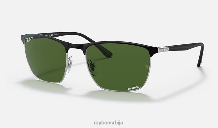 Ray-Ban рб3686 цхроманце P0HP1417 наочаре за сунце полирано црно на сребрно/тамно зелено мушкарци