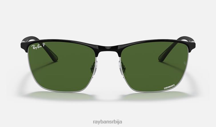 Ray-Ban рб3686 цхроманце P0HP1417 наочаре за сунце полирано црно на сребрно/тамно зелено мушкарци