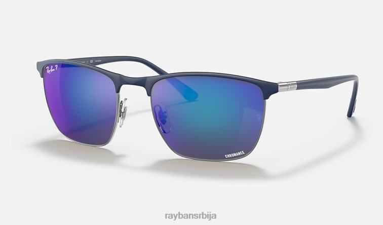Ray-Ban рб3686 цхроманце P0HP1418 наочаре за сунце углачано плаво на гунметал/плаво мушкарци