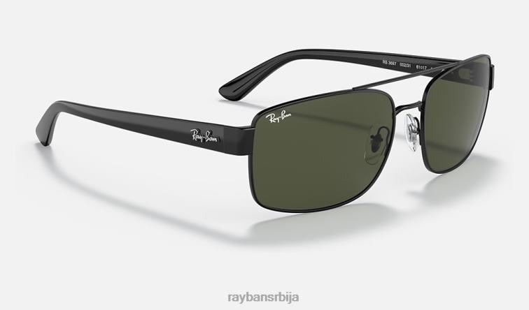 Ray-Ban рб3687 P0HP1431 наочаре за сунце полирана црно/зелена мушкарци