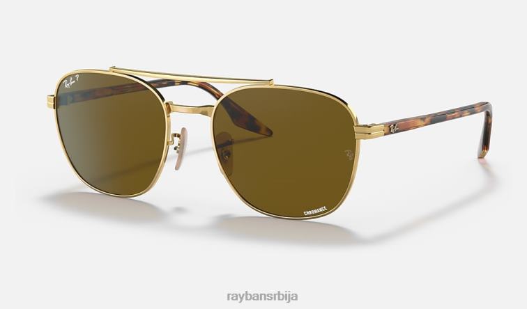 Ray-Ban рб3688 цхроманце P0HP1434 наочаре за сунце полирано злато/браон мушкарци