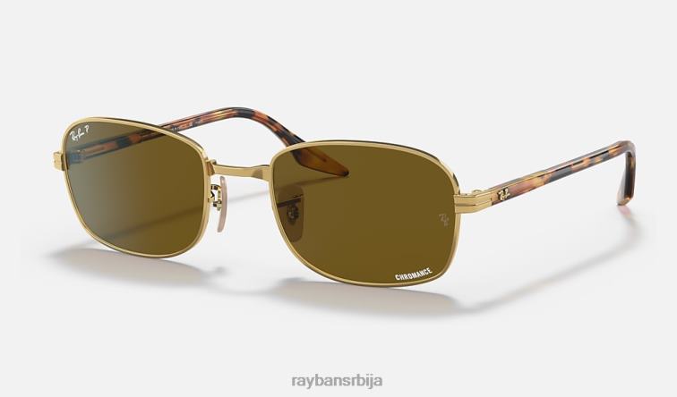 Ray-Ban рб3690 цхроманце P0HP1424 наочаре за сунце полирано злато/браон мушкарци