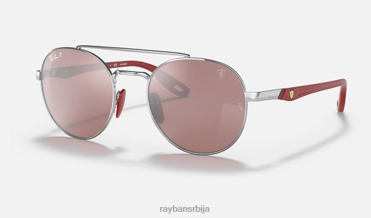Ray-Ban рб3696м сцудериа феррари колекција P0HP1455 наочаре за сунце полирано сребро/љубичасто/сребро мушкарци