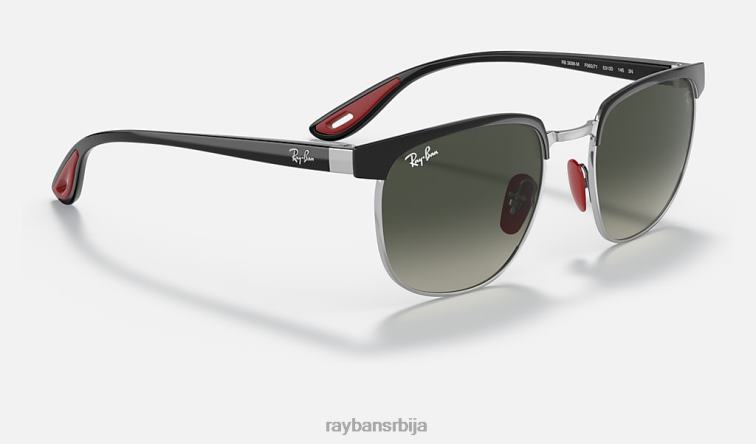 Ray-Ban рб3698м сцудериа феррари колекција P0HP1374 наочаре за сунце полирано црно на сребрно/сиво мушкарци