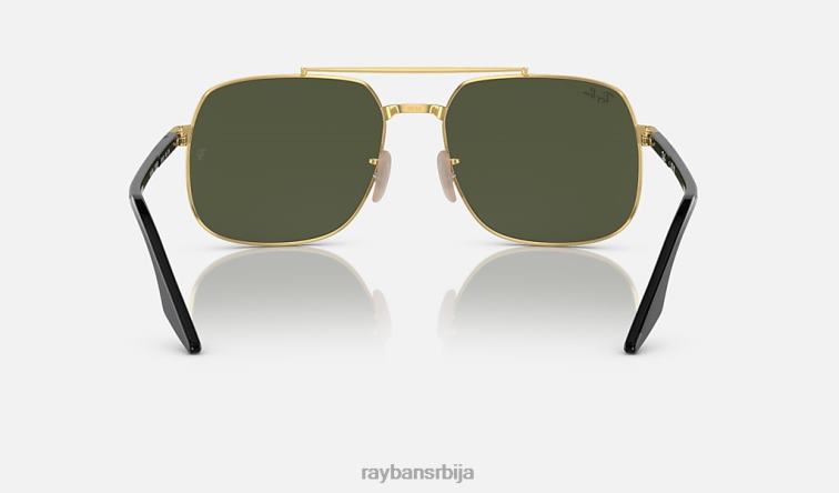 Ray-Ban рб3699 P0HP562 наочаре за сунце полирано црно на златно/зелено мушкарци