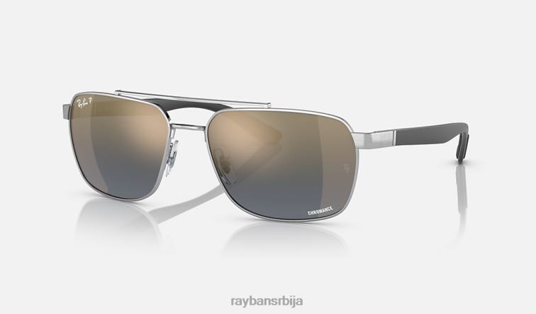 Ray-Ban рб3701 P0HP1500 наочаре за сунце полирано сребро/плаво/злато мушкарци